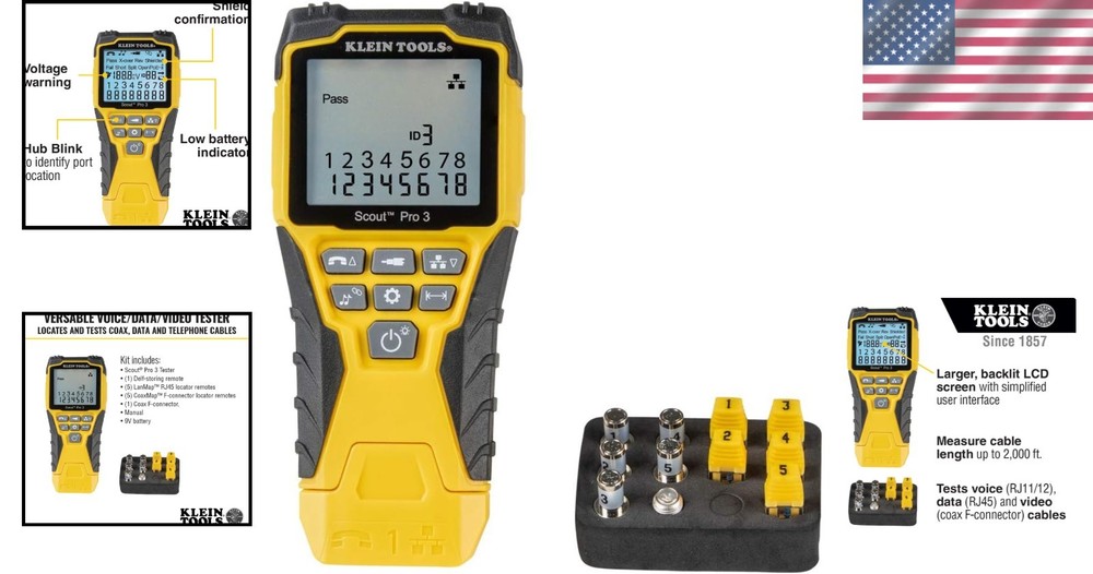 Klein Tools 851 Cable Tester Kit with Scout Pro 3 for Versatile Network Testing