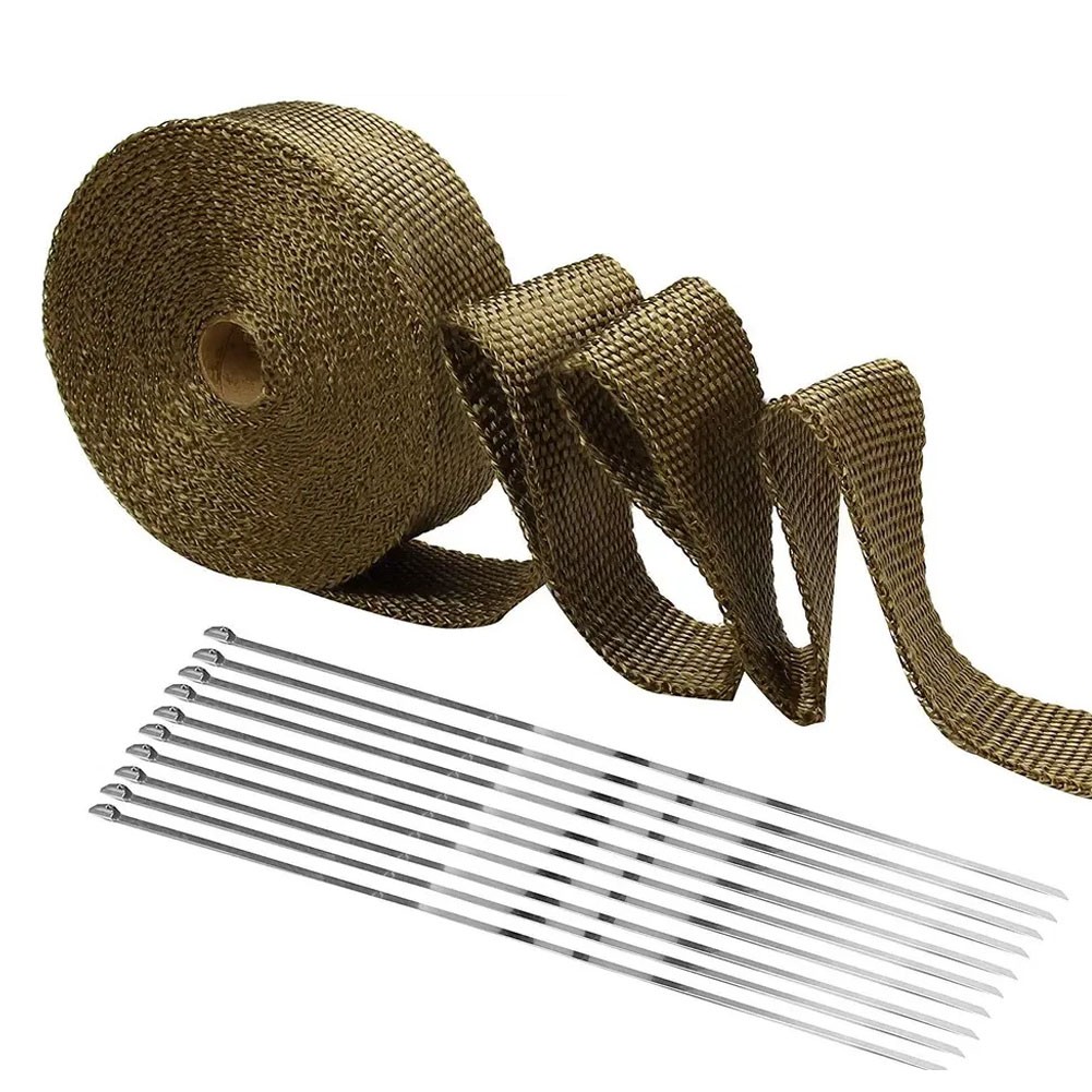 2" x 50' Titanium Exhaust Wrap for Car Headers with Stainless Steel Zip Ties
