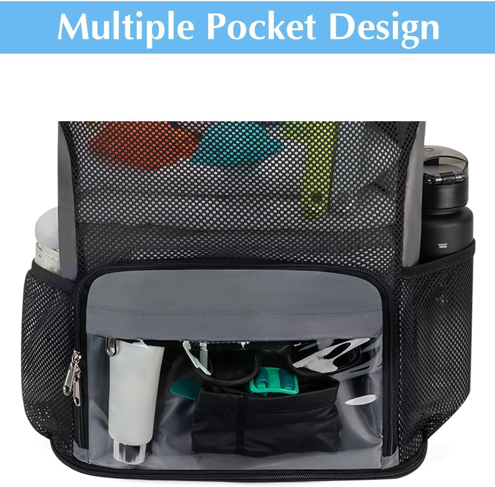 Sandproof Drawstring Backpack with Shoe Compartment and Wet Pocket - Grey