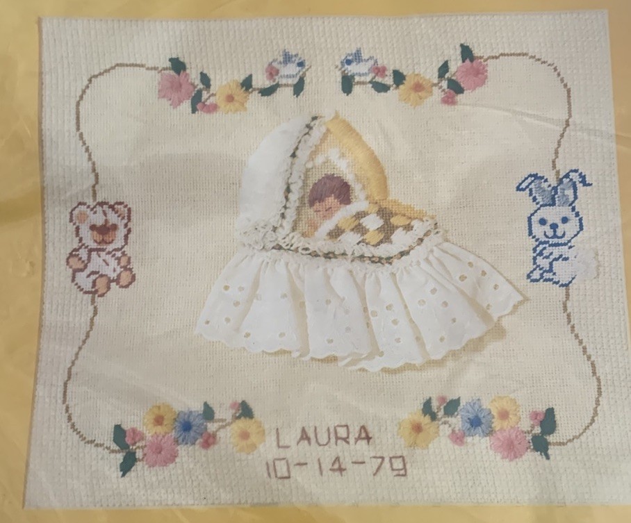 Bucilla Baby Sampler Needlepoint Kit #4124 Open