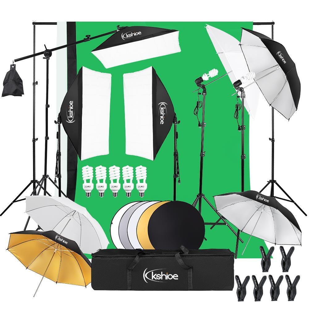 Photography Studio Continuous Lighting 5 Umbrellas Stand Set w/Reflector Panel