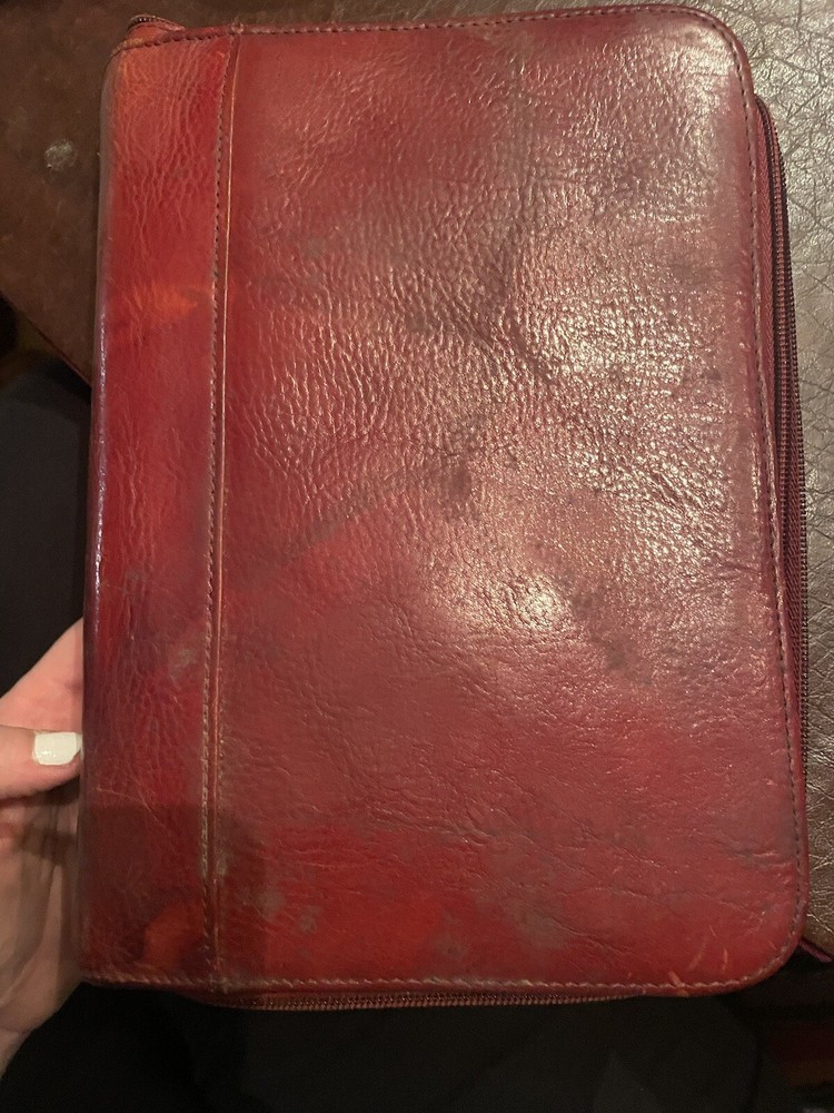 Red Leather Notebook, Cards, Wallet, Purse Case