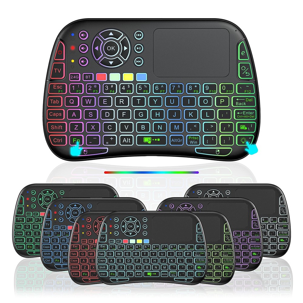 Mini Voice Bluetooth Keyboard with Touchpad, IR Learning, 2.4G WiFi/BT5.0 for...