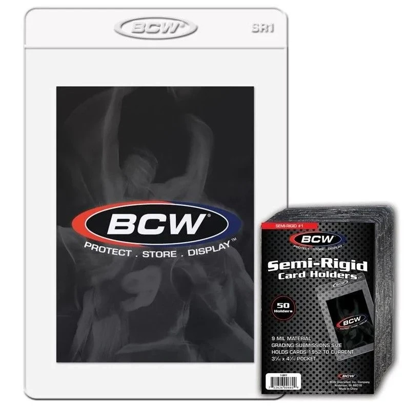 (200) Semi-Rigid #1 Card Holders BCW Grading Submissions Size (4x50 ct.)