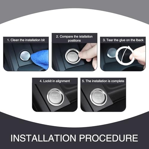 Car Button Decoration, Engine Button Starter Cover, Ignition Ring 2 PCS Silver