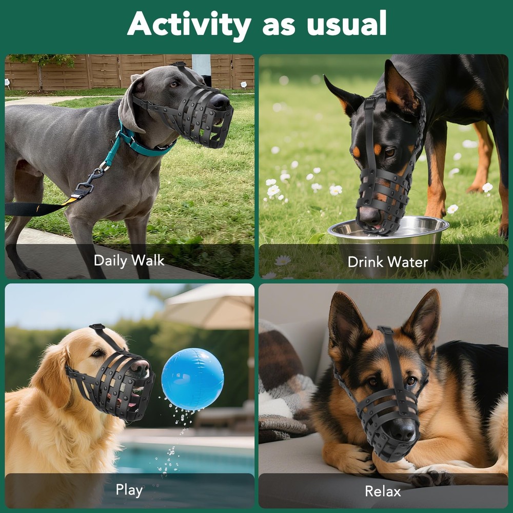 Dog Muzzle for Medium Large Dogs Humane Basket Muzzle Soft & Lightweight & Ad...