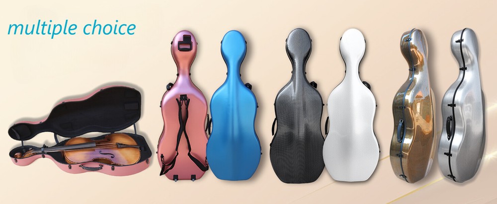 4/4 Cello Hard Case - Carbon Fiber, Brown, with Wheels & Embedded Handle