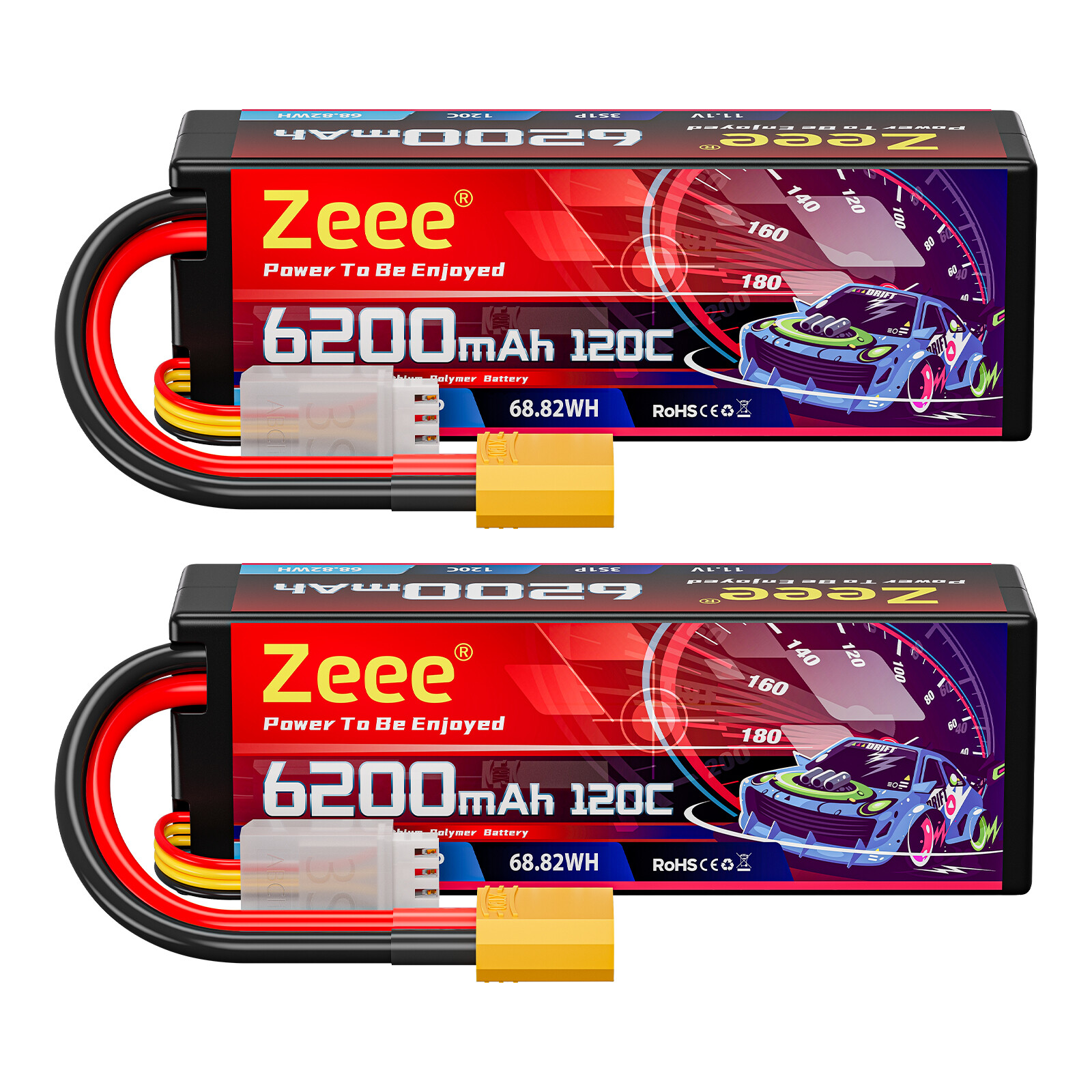 2x Zeee 3S Lipo Battery 6200mAh 11.1V 120C Hard Case XT90 for RC Car Tank Trucks