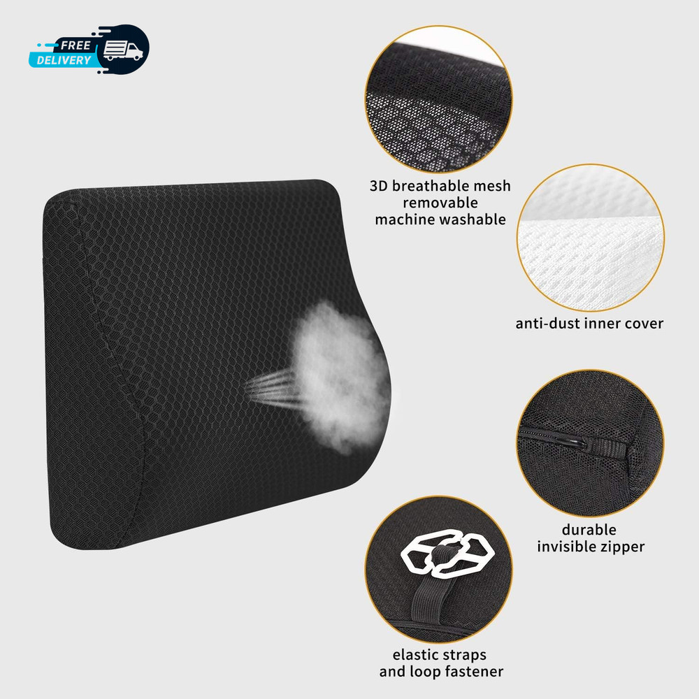 Memory Foam Lumbar Support Pillow for Car Lower Back Support Cushion for Driving
