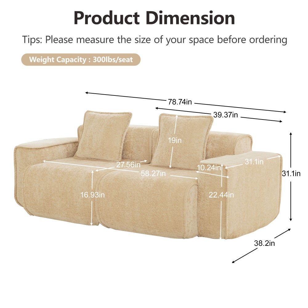 Harrison Velvet Sofa Light Camel, Modular Sectional w/No Assembly