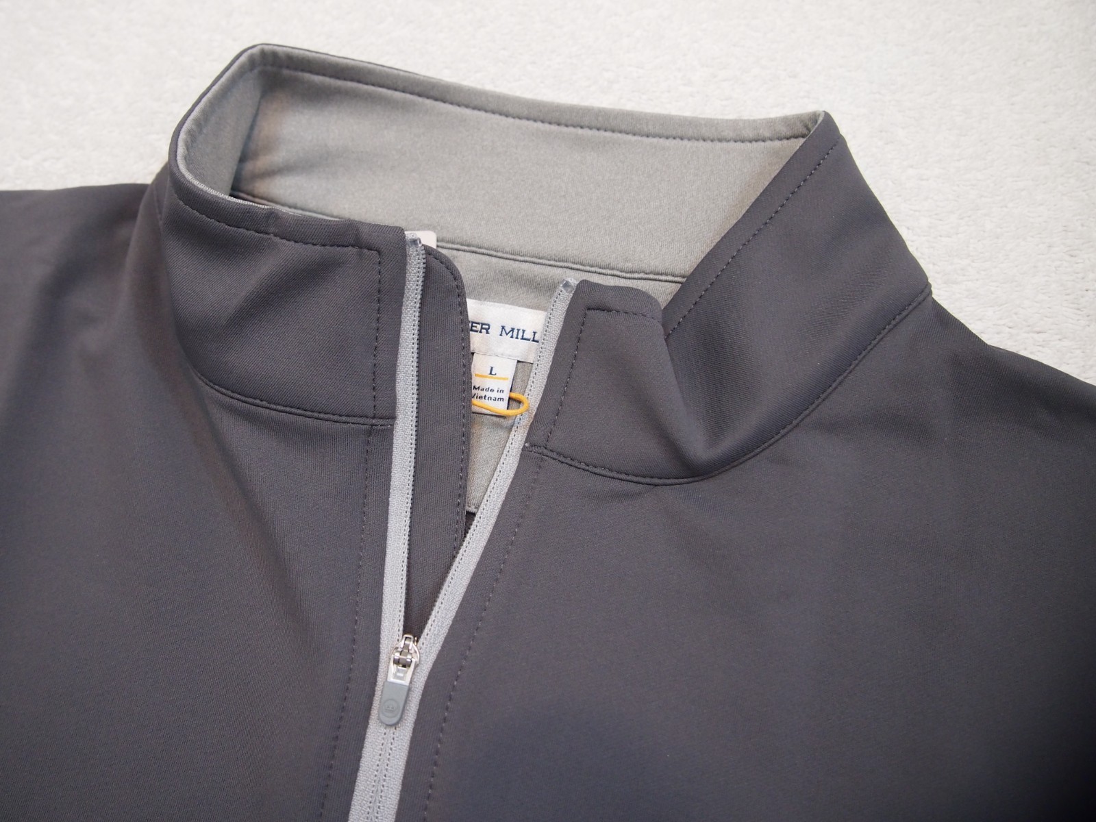 Peter Millar Quarter Zip French Terry Iron Grey Pullover Sweater NWT Large $140