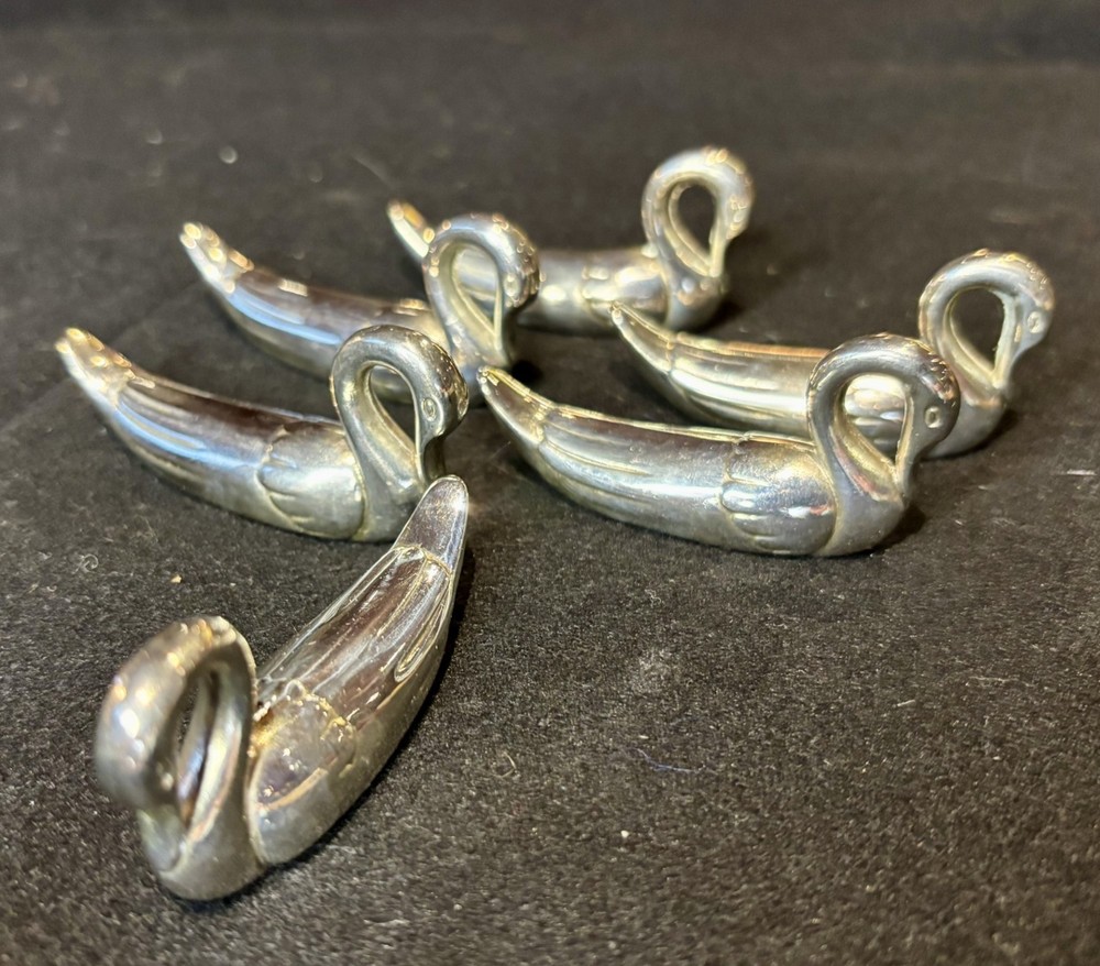 Set of 6 Art Deco Silverplate Swan Knife Rests - Tableware