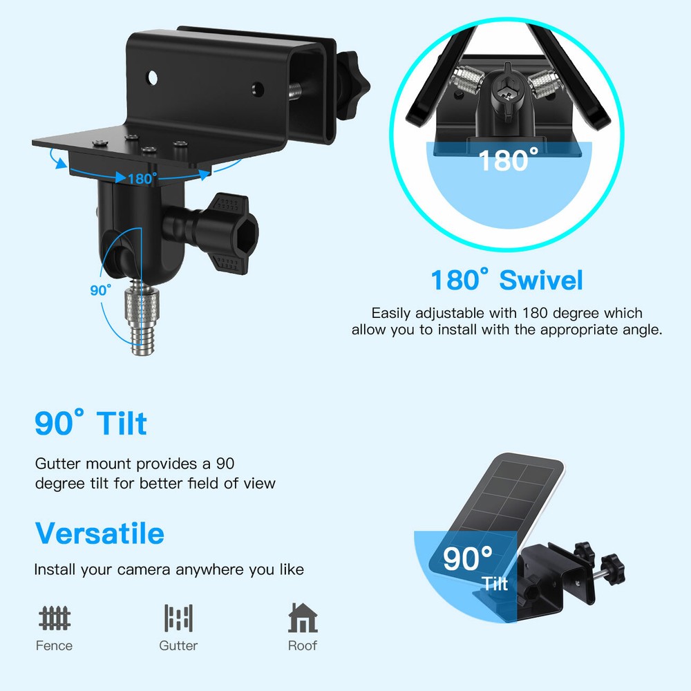 HOLACA Gutter Mount Compatible Solar Panels/Security Cameras for Arlo Pro4/Ultra
