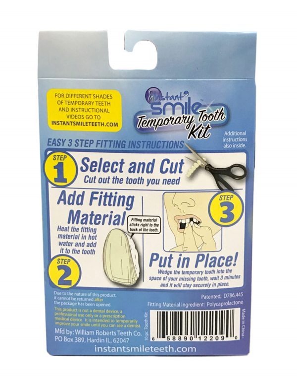 INSTANT SMILE SELECT A TOOTH REPLACEMENT KIT temporary missing tooth fix NATURAL