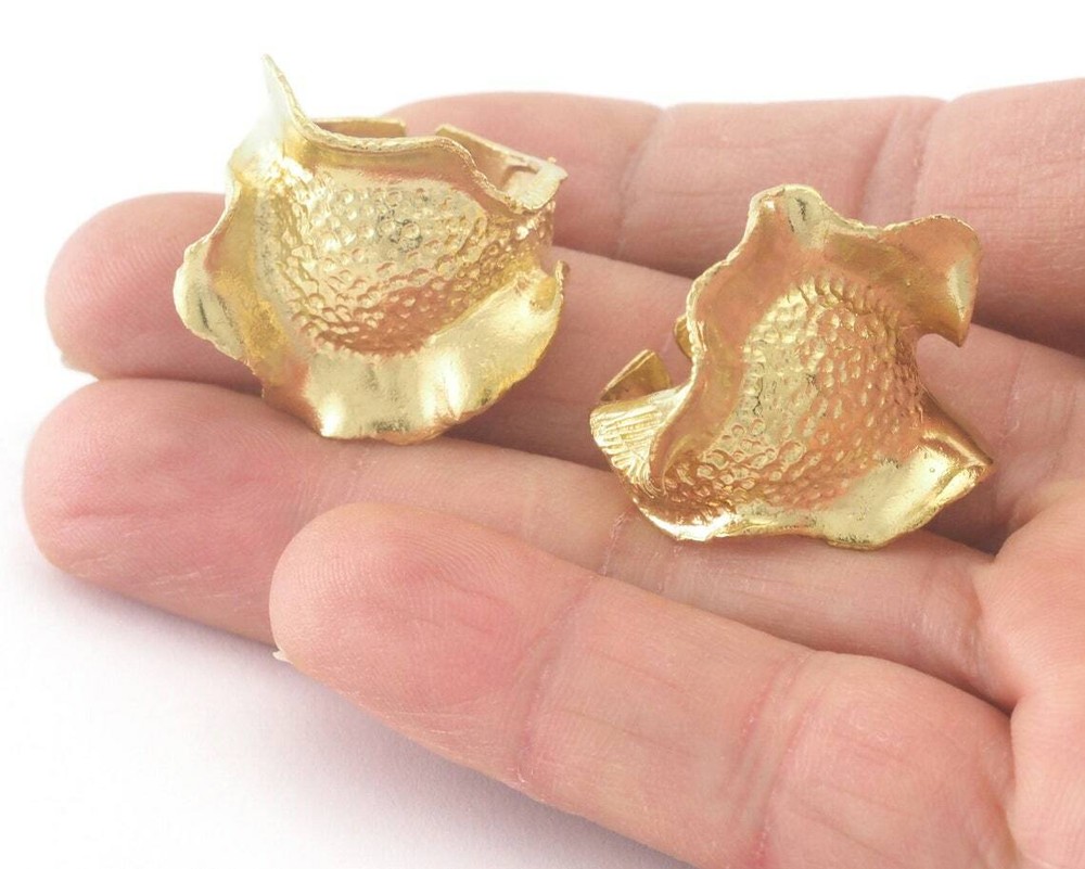 Flower Adjustable Ring Raw brass (18mm 8US inner size) 2828