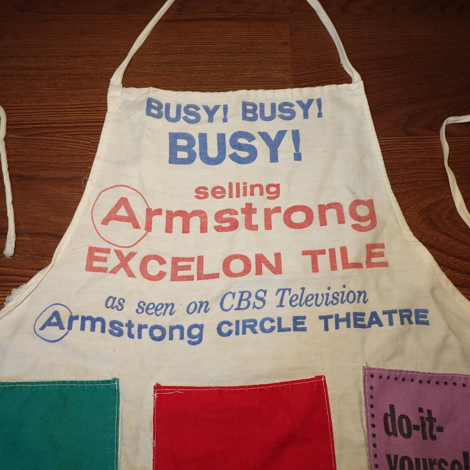 Vintage 50/60s Selvedge Salesman Apron Advertising Armstrong Excelon Tiles