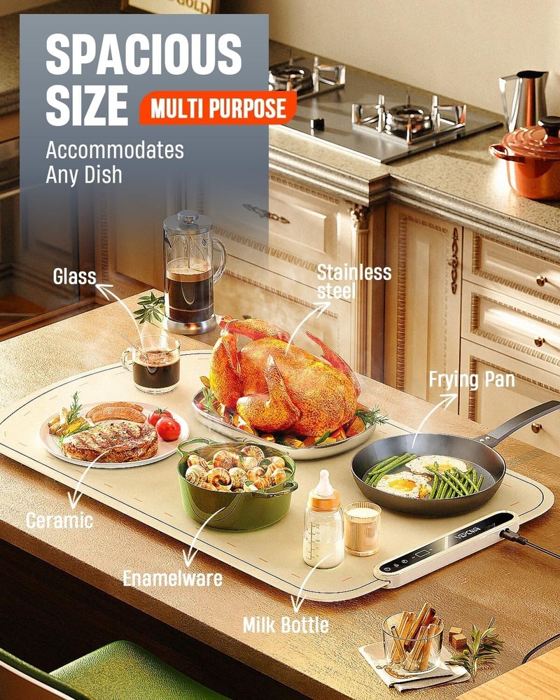 Energy-Efficient Buffet Warming Tray - Rollable Silicone Design for Easy Storage