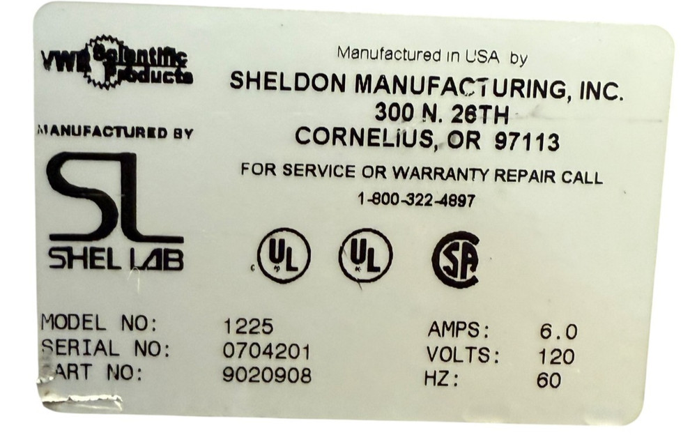 9020908 VWR Scientific-Sheldon Model 1225 Microprocessor Control Water Bath 1225