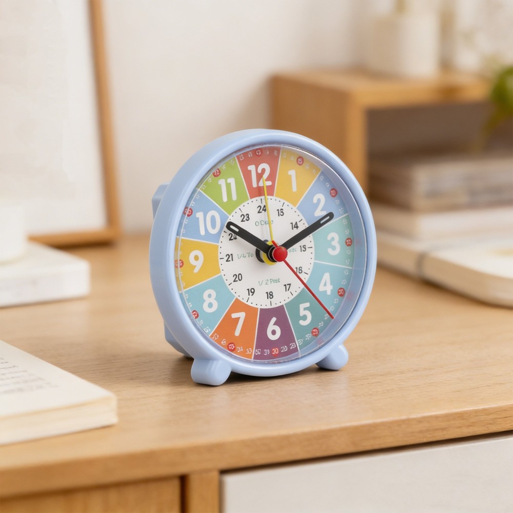 Silent Learning Clock for with Colorful Sections and Easy Hanging Hook