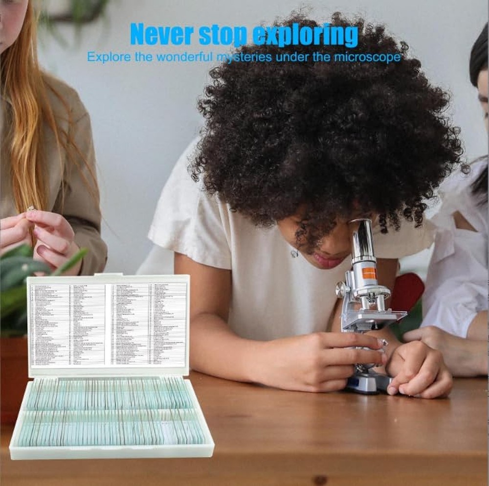 Microscope Slides, 100 Pcs Prepared Microscope Slides with Specimens for Kids...