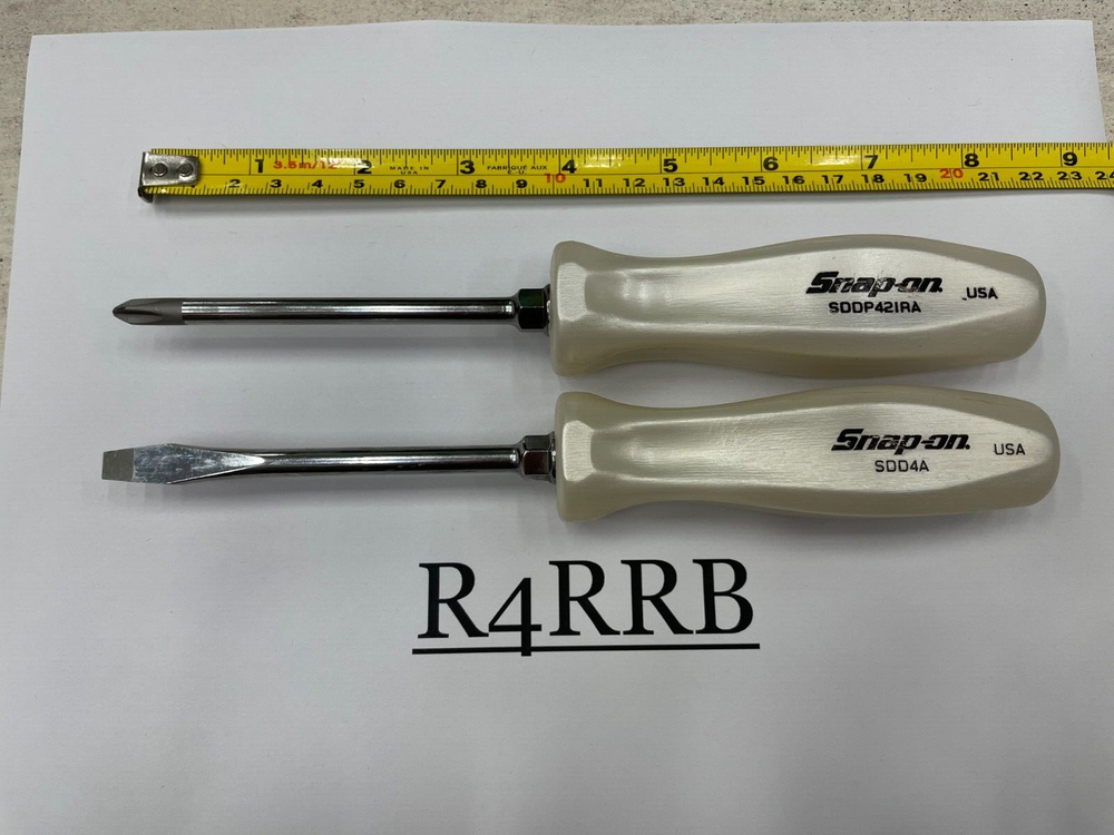 Snap-on Tools NEW 2pc PEARL WHITE Hard Handle Flat Phillips Head Screwdriver Set