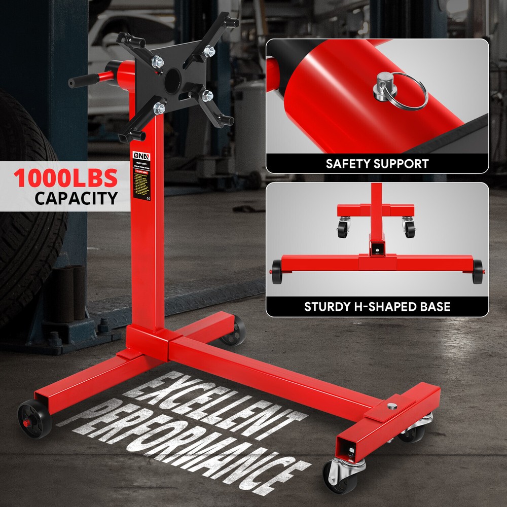 Red 1000 LBs 360 Degree Adjuste Mounting Head Durable Stable Steel Engine Stand