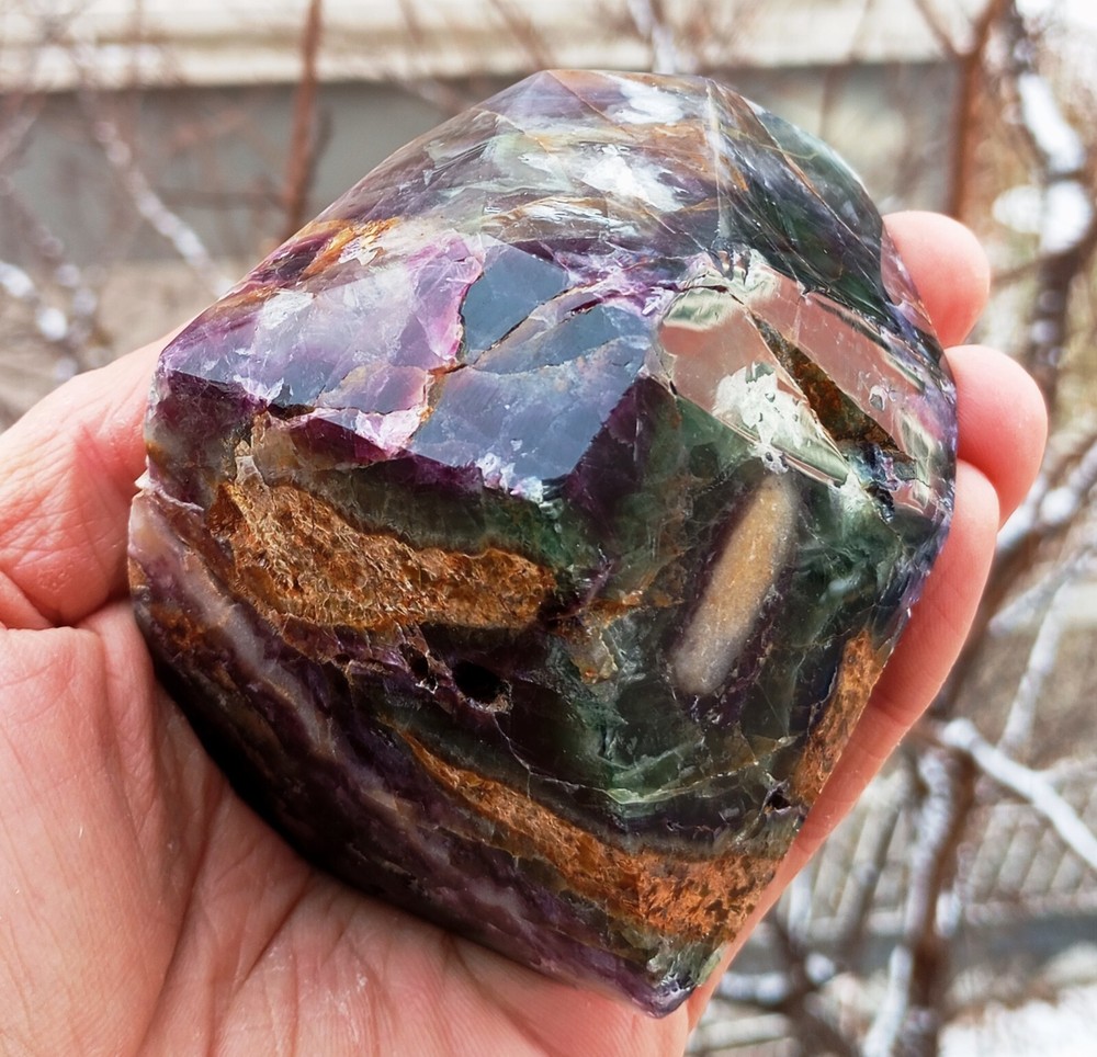 Mirror Polished Marvelous Rainbow Fluorite Uv Reactive Fluorescent