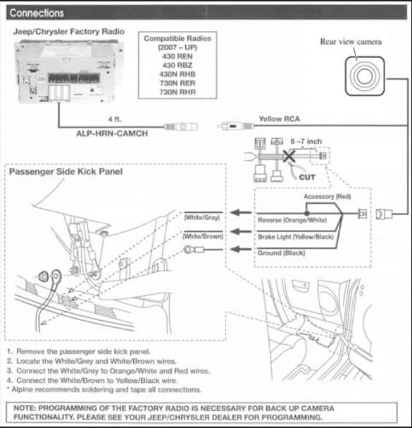 For Jeep Wrangler Backup Camera Video Reversing Adapter Cable Wire for OEM Radio