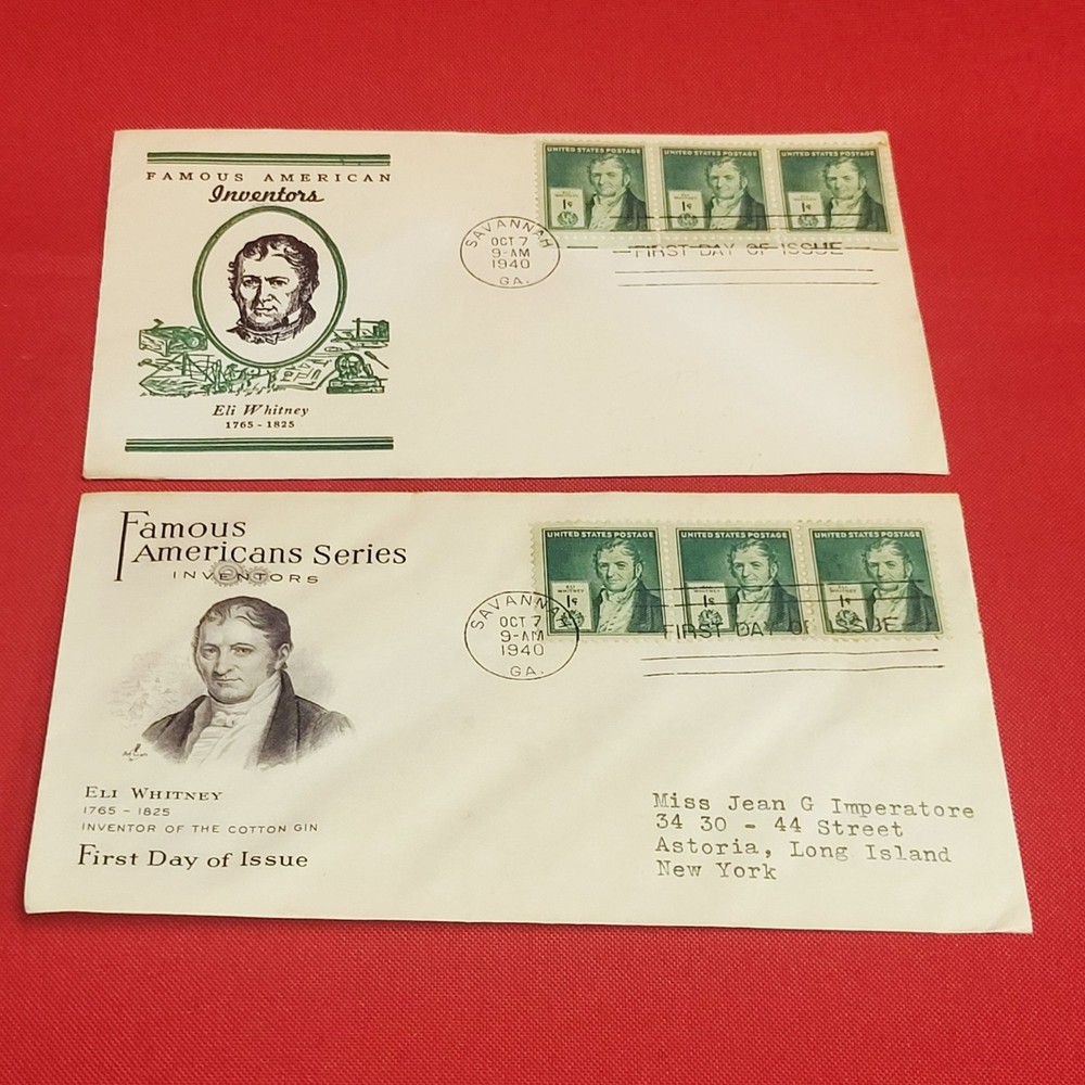 First Day of Issue Eli Whitney Stamp Cache Envelope