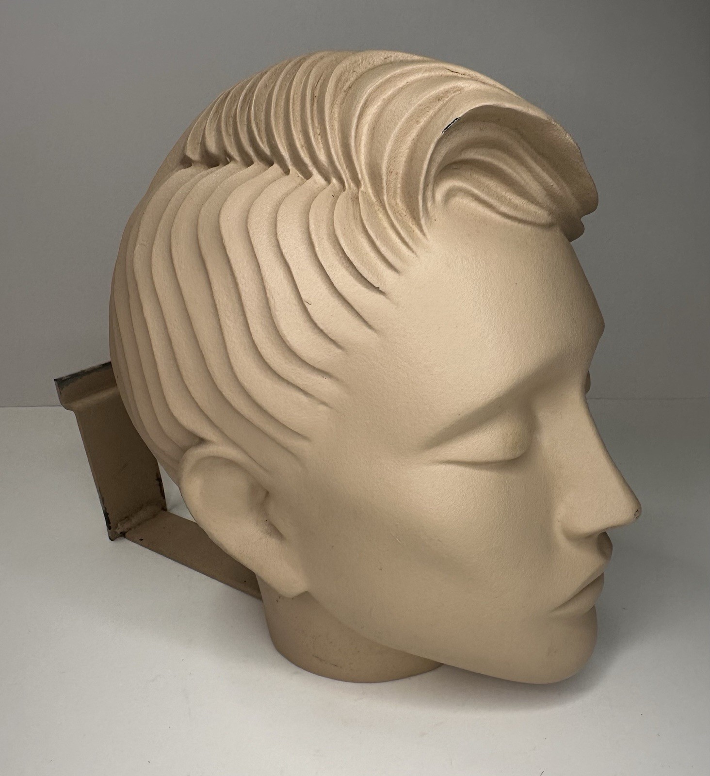 Mannequin Head Male Hard Plastic Metal Bracket Vintage Store Display