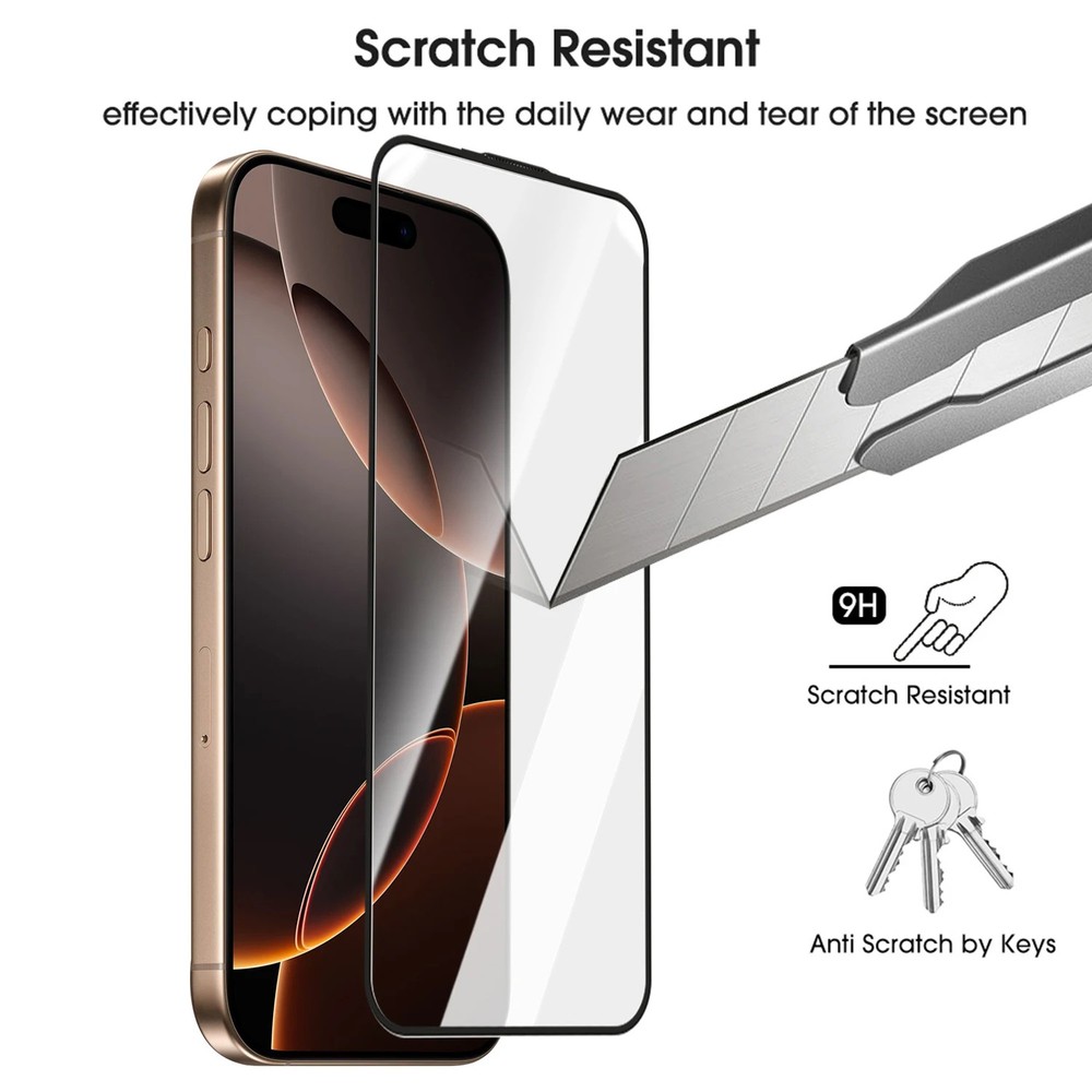 2 Pcs For iPhone 17 Pro Max/17 Pro HD/Clear Glass Screen Protector+Simple Tool