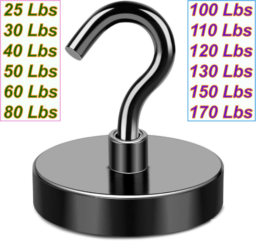 magnetic hooks heavy duty 100lb 50 lbs 25lb 170 lb+ Extra strong large Black N52