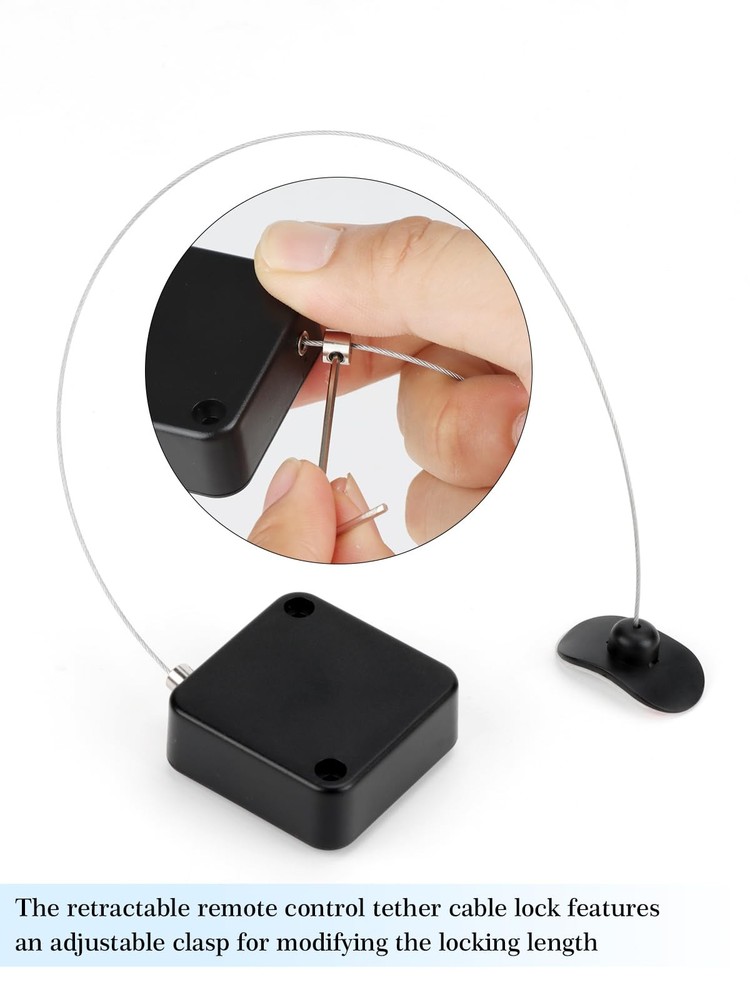 EKZ 7.5 ft Retractable Remote Control Cable Tether Lock with 2 Pcs, Black