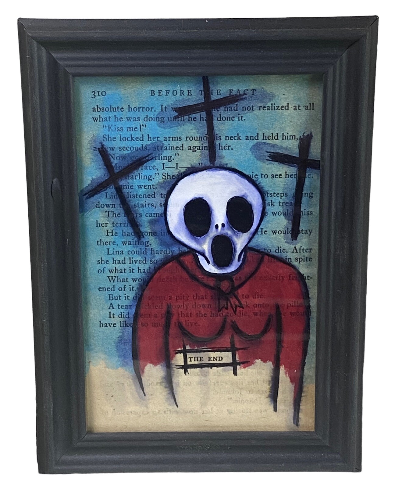 Original Painting Ghost Woman The End #5 framed Dark art Halloween Ooak