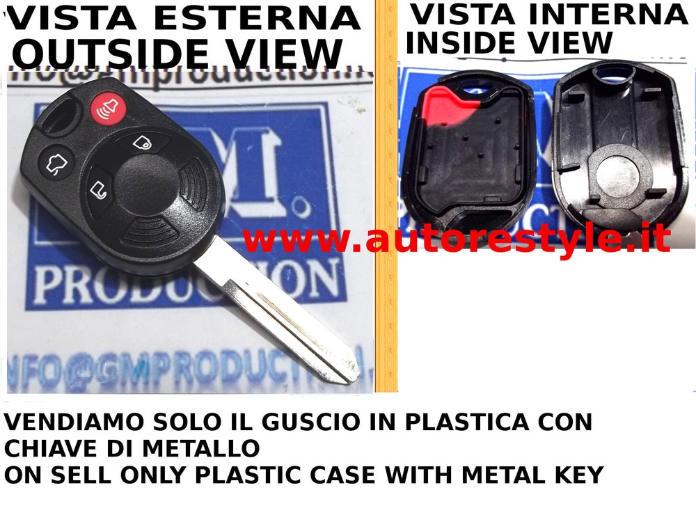 Only Cover Shell for Ford Mustang Remote Control 4 Buttons