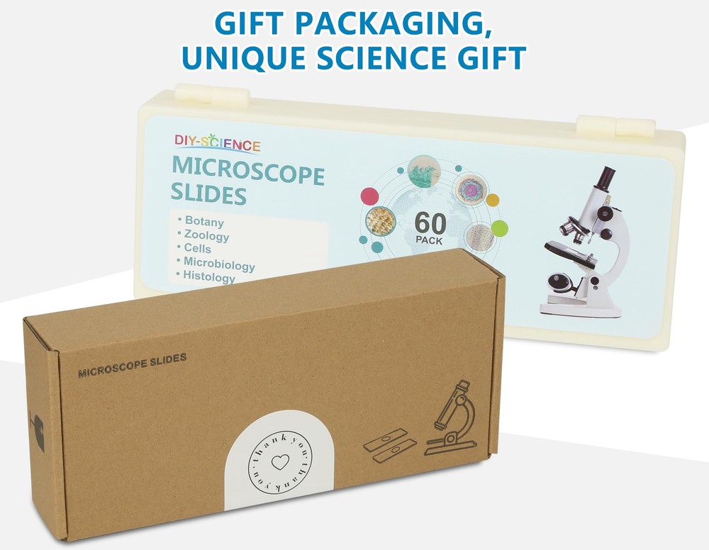 Microscope Slides with Specimens for , 60 Lab-Prepared Microscope Slides, Ani...