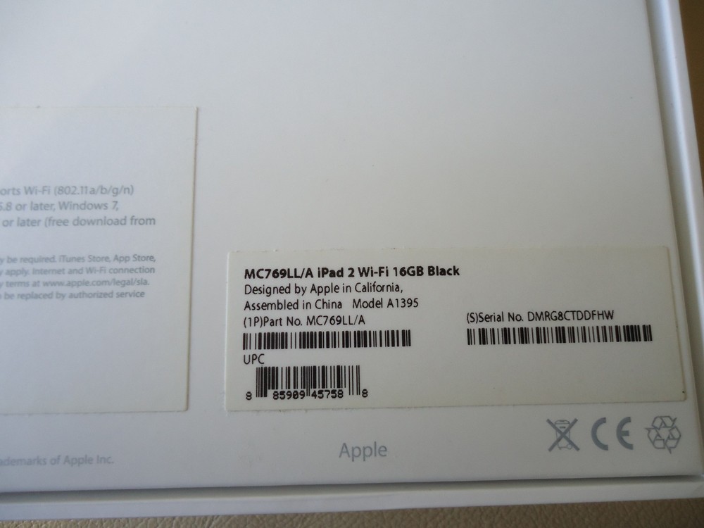 iPad 2 Wifi EMPTY BOX ONLY Black 16GB MC769LL/A