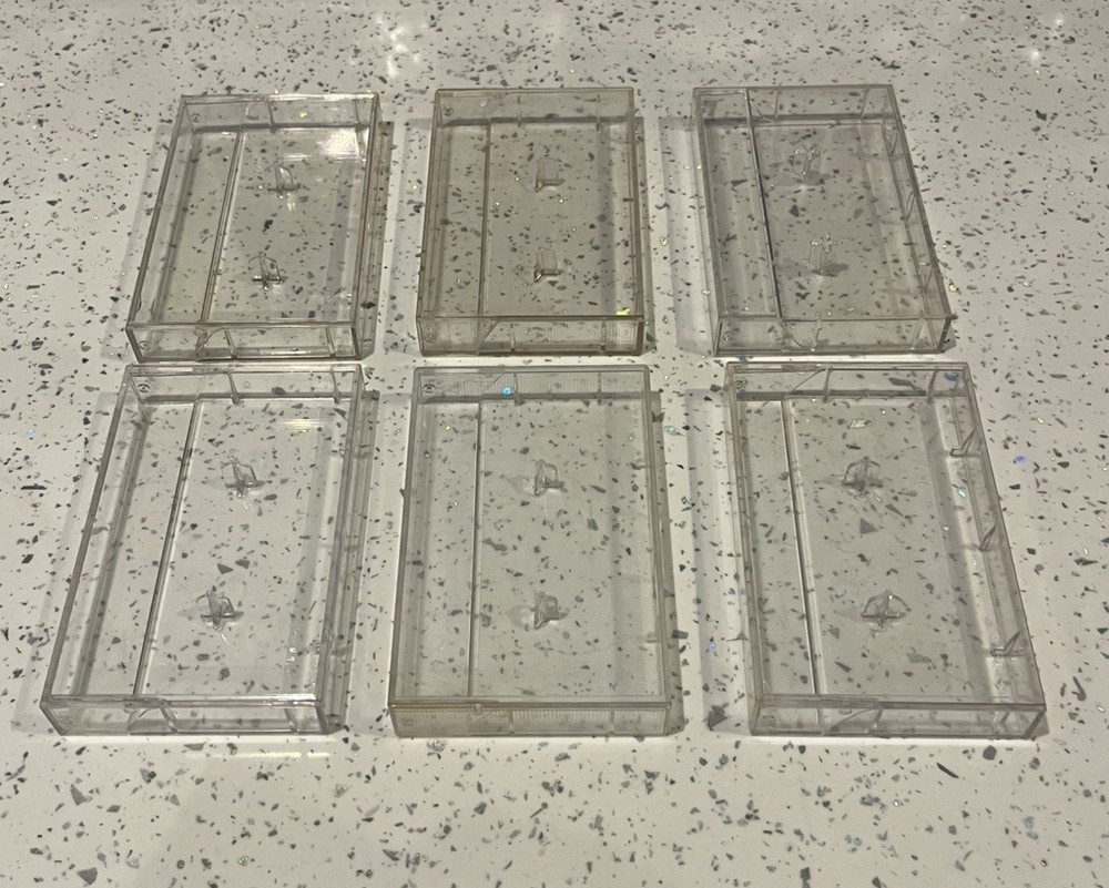 6 x CASSETTE CASES EMPTY  HIGH-GLOSS BRITISH MADE (SEE PHOTOS)