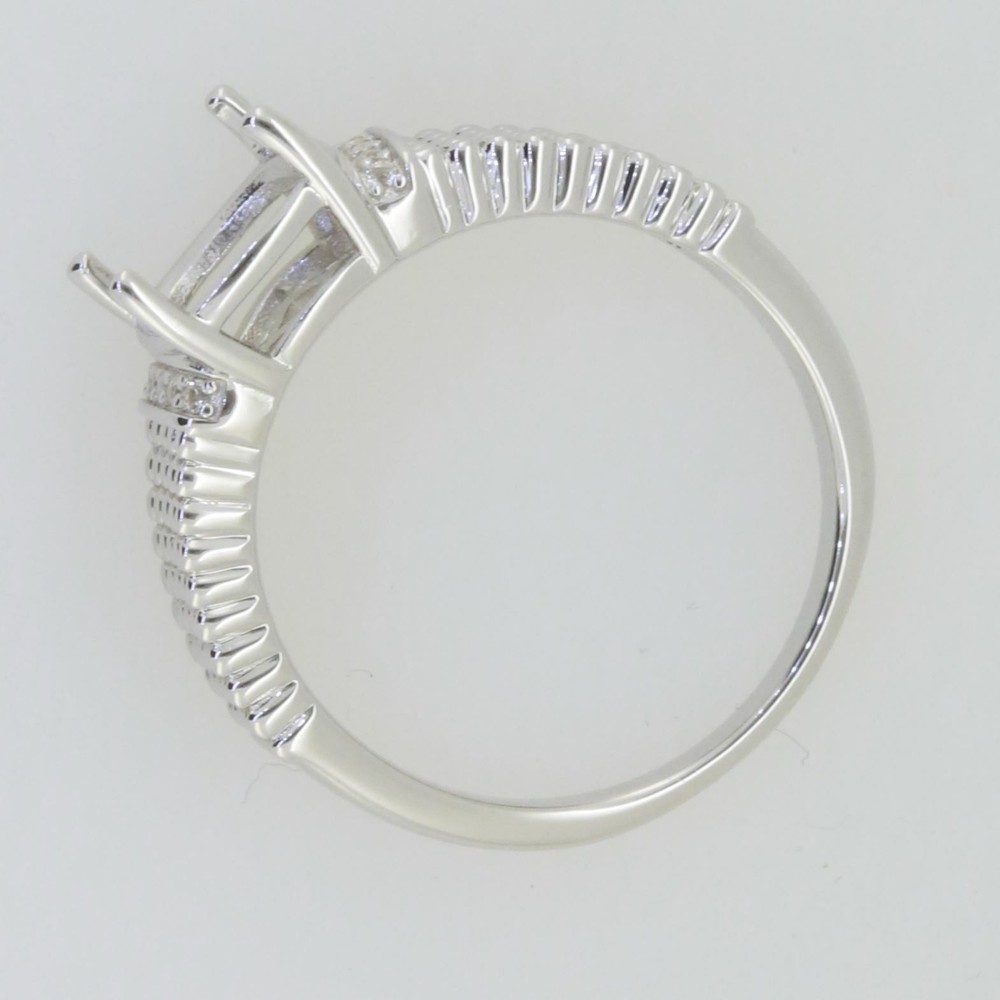 Sterling Silver Semi Mount Ring Setting Cab Cushion CU 10X8mm White Topaz