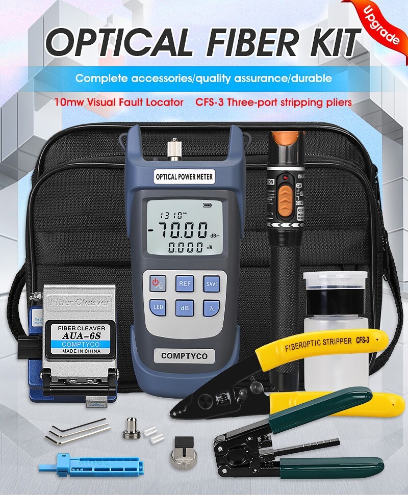 Fiber Optic FTTH Tool Kit FC-6S Cutter Cleaver Optical Power Meter Visual Device