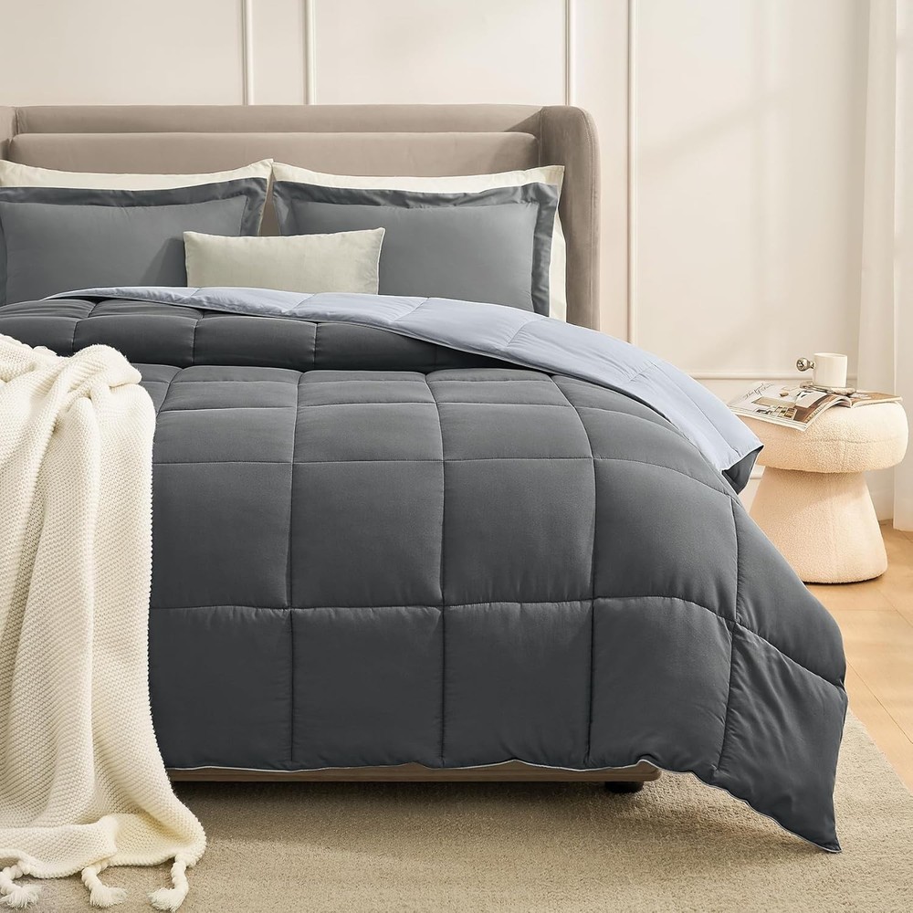 Queen Comforter Set Grey, Comforters Queen Size Set, Soft