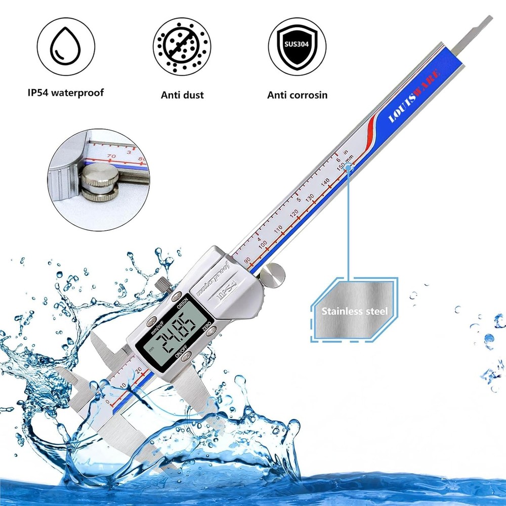 Digital Caliper Measuring Tool, IP54 Waterproof Electronic Digital Micrometer Ca
