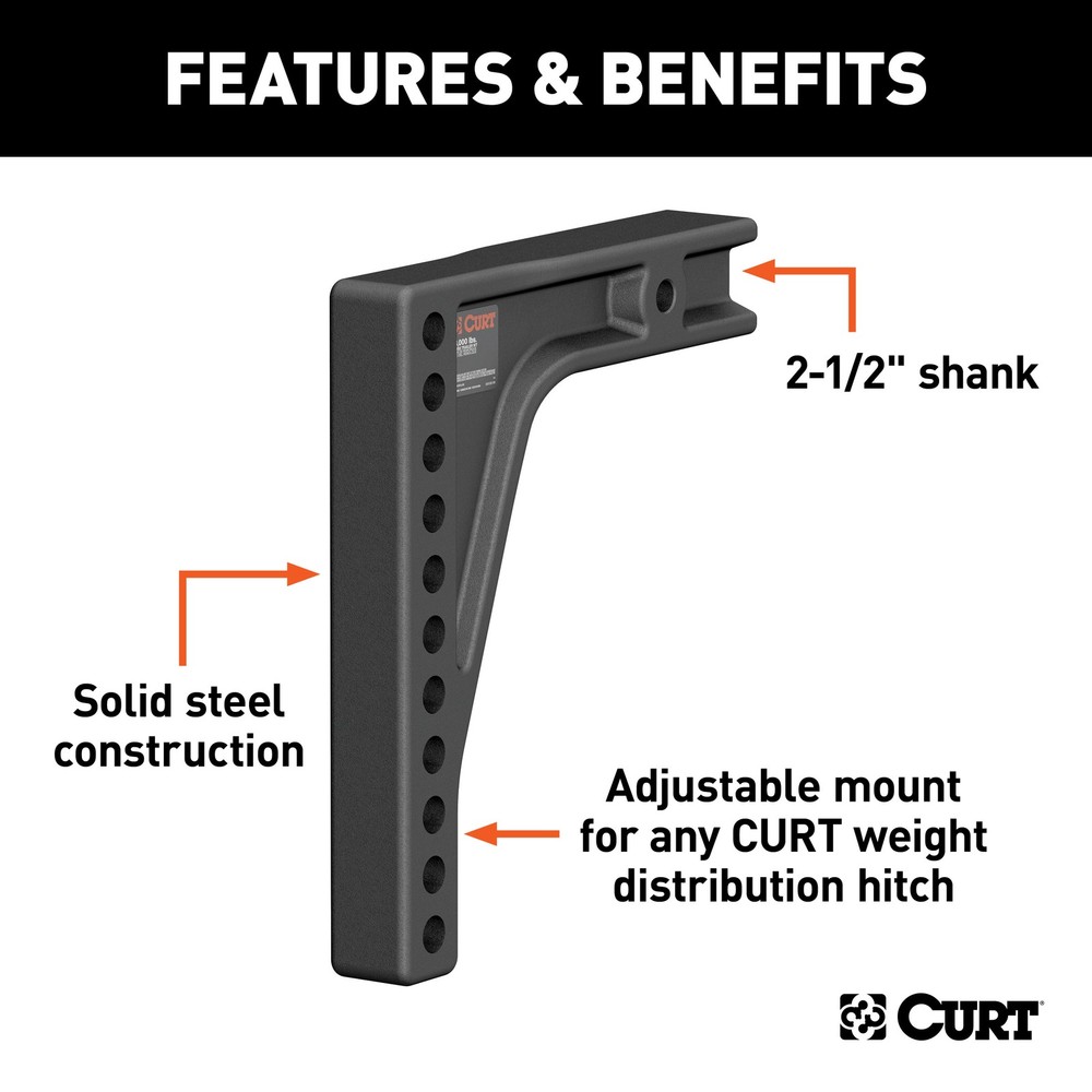 Curt Weight Distribution Hitch Shank (2-1/2" Shank, 8" Drop)