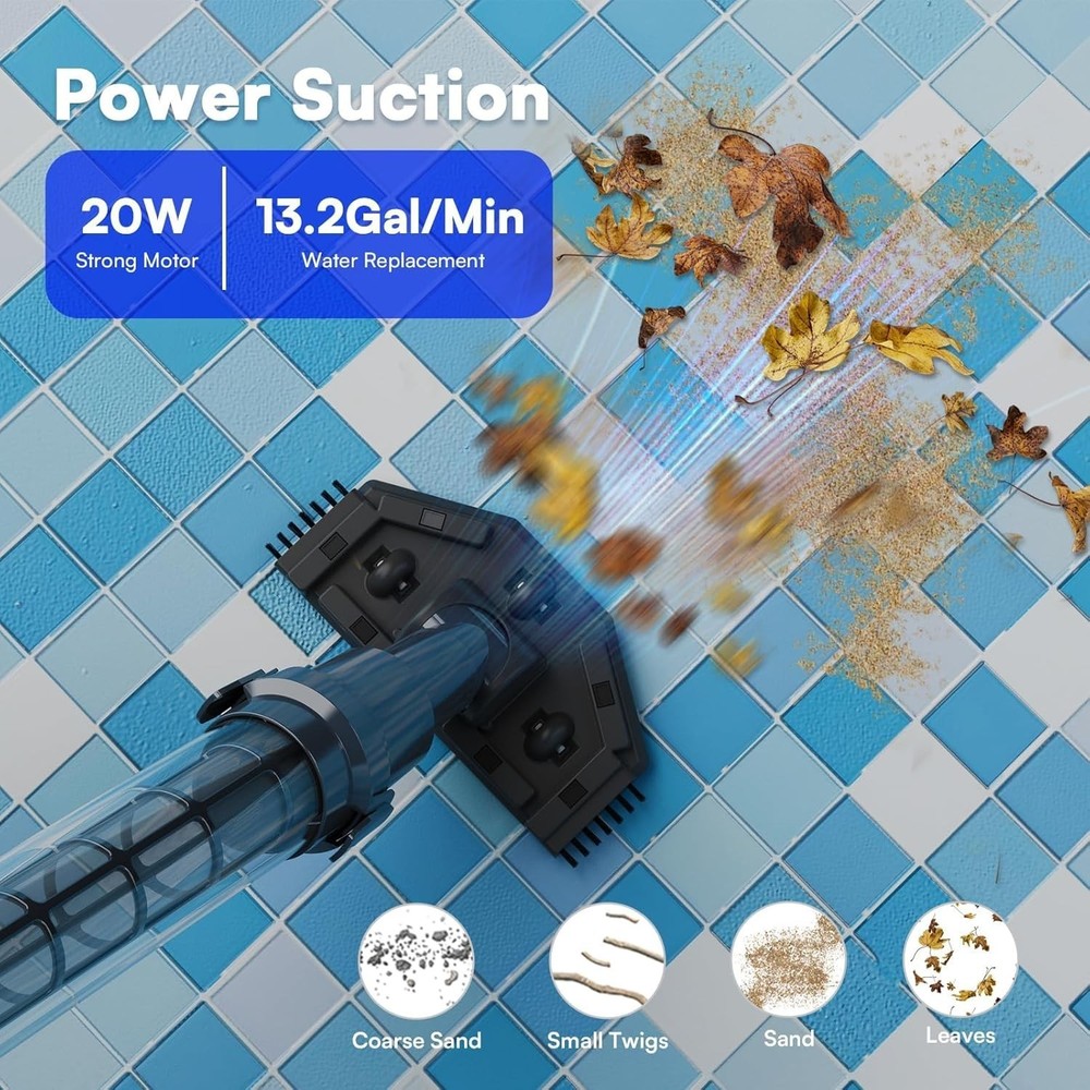 Cordless Pool Vacuum Spa Cleaner; 90 Min Runtime; Handheld