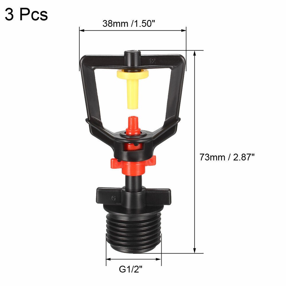 3pcs Micro Refraction Nozzle, G1/2" Atomizing Sprinkler for Irrigation