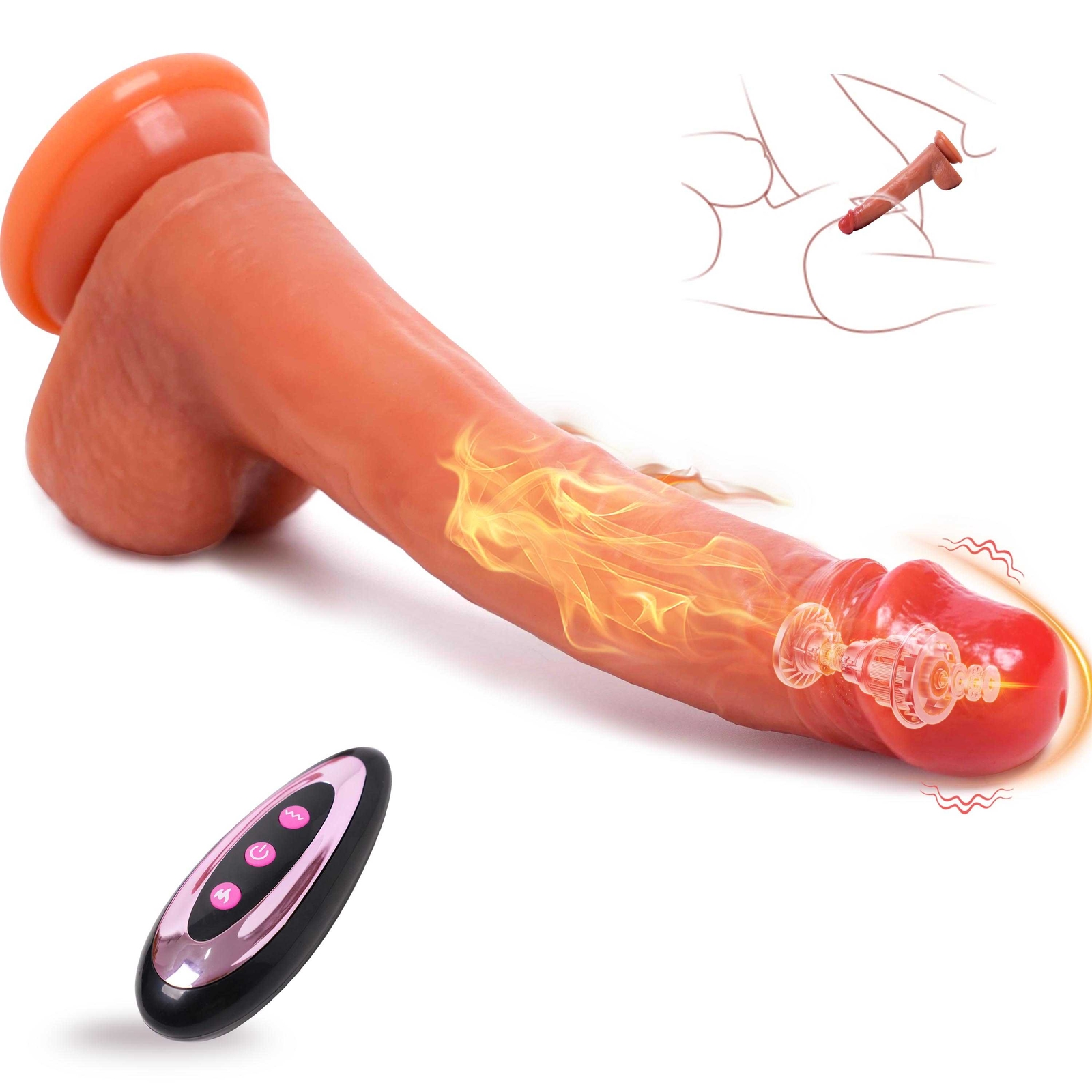 Thrusting Anal Butt Plug Dildo Vibrator Prostate Massager Sex Toys for Men Women