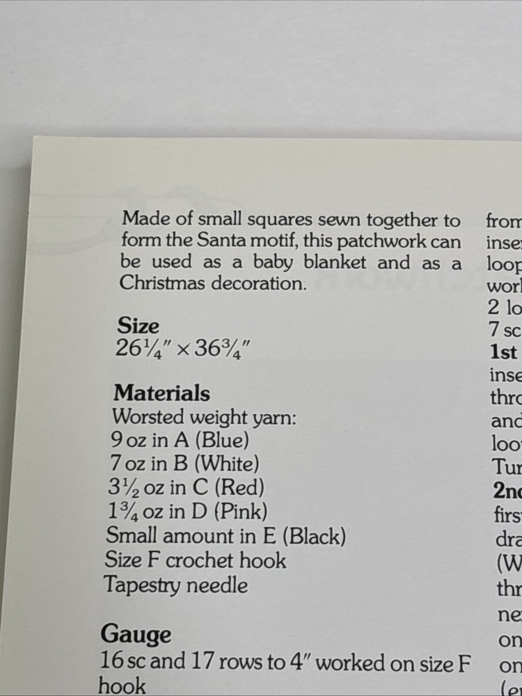 Santa Claus Patchwork Blanket Crochet Pattern Card Marshall Cavendish