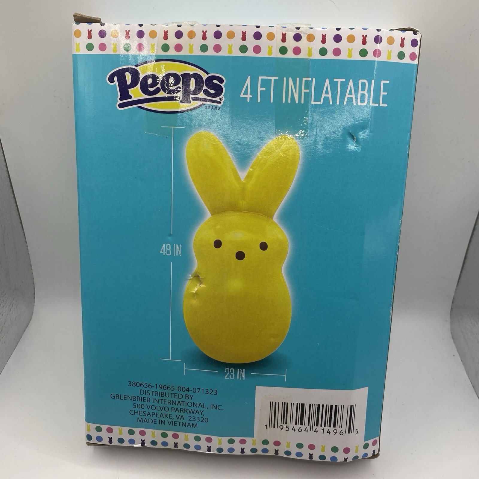 Peeps Yellow Bunny Shaped 4 Ft. Blow Up Inflatable Easter Indoor / Outdoor NIB