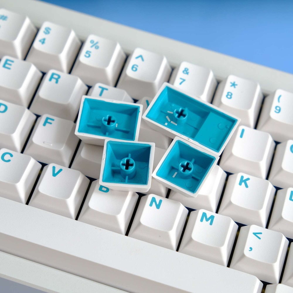 Blue On White Doubleshot ABS Cherry Profile Keycap Set