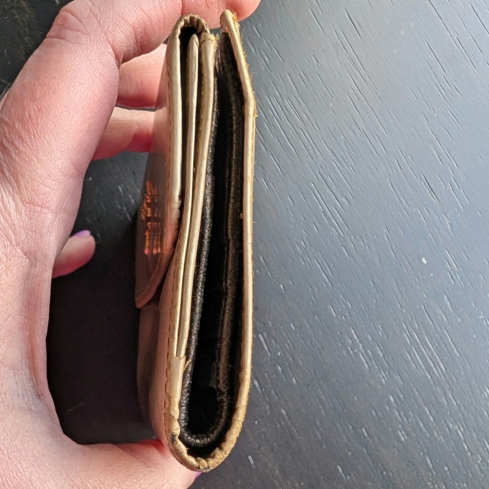 Prada Metallic Gold Leather Continental Compact Wallet
